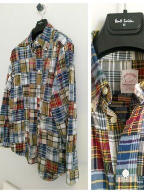 NWOT BROOKS BROTHERS MEN'S PATCHWORK MADRAS SHIRT Sz-M